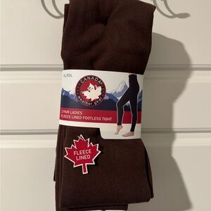Canada Weather Gear Fleece-Lined Footless Tights - Brown + Black pair - NWT